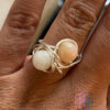 Bague collection "Lhassa" double en Pierre de Lune et Opale rose