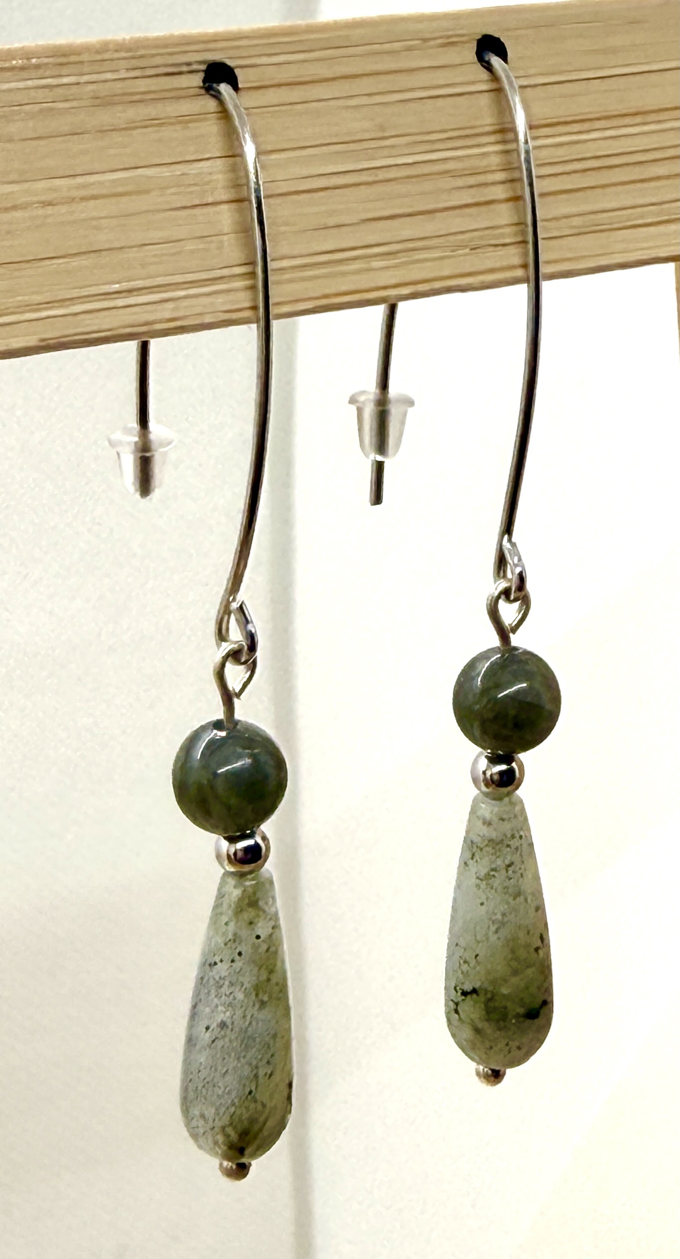 Boucle d'oreille collection « Jaipur» pendante pierre naturelle et argent – Image 2