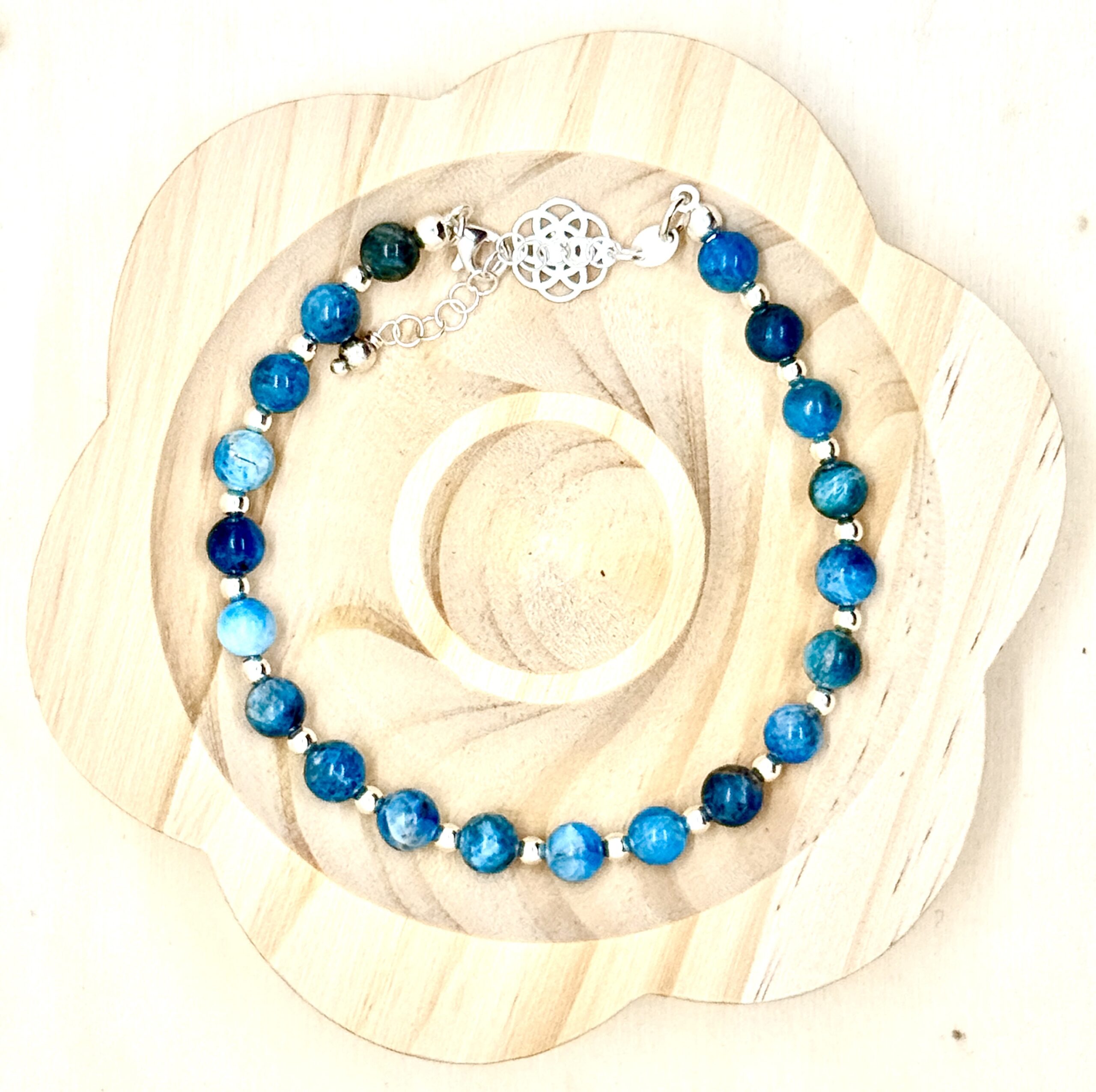 Bracelet collection « Gaya » 6mm en pierre naturelle et argent 1/1