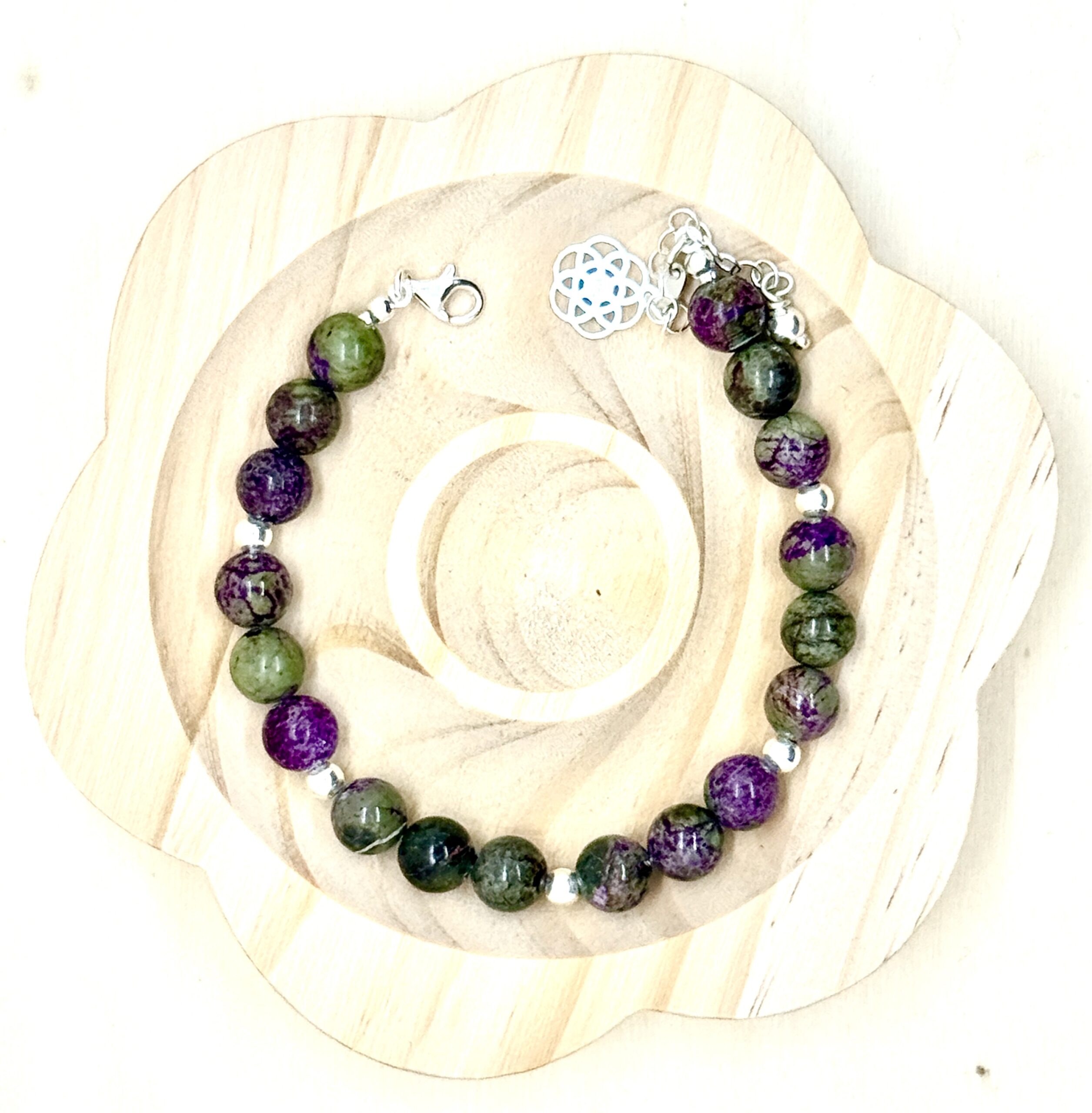 Bracelet collection « Gaya » 8mm en pierre naturelle et argent 3/1