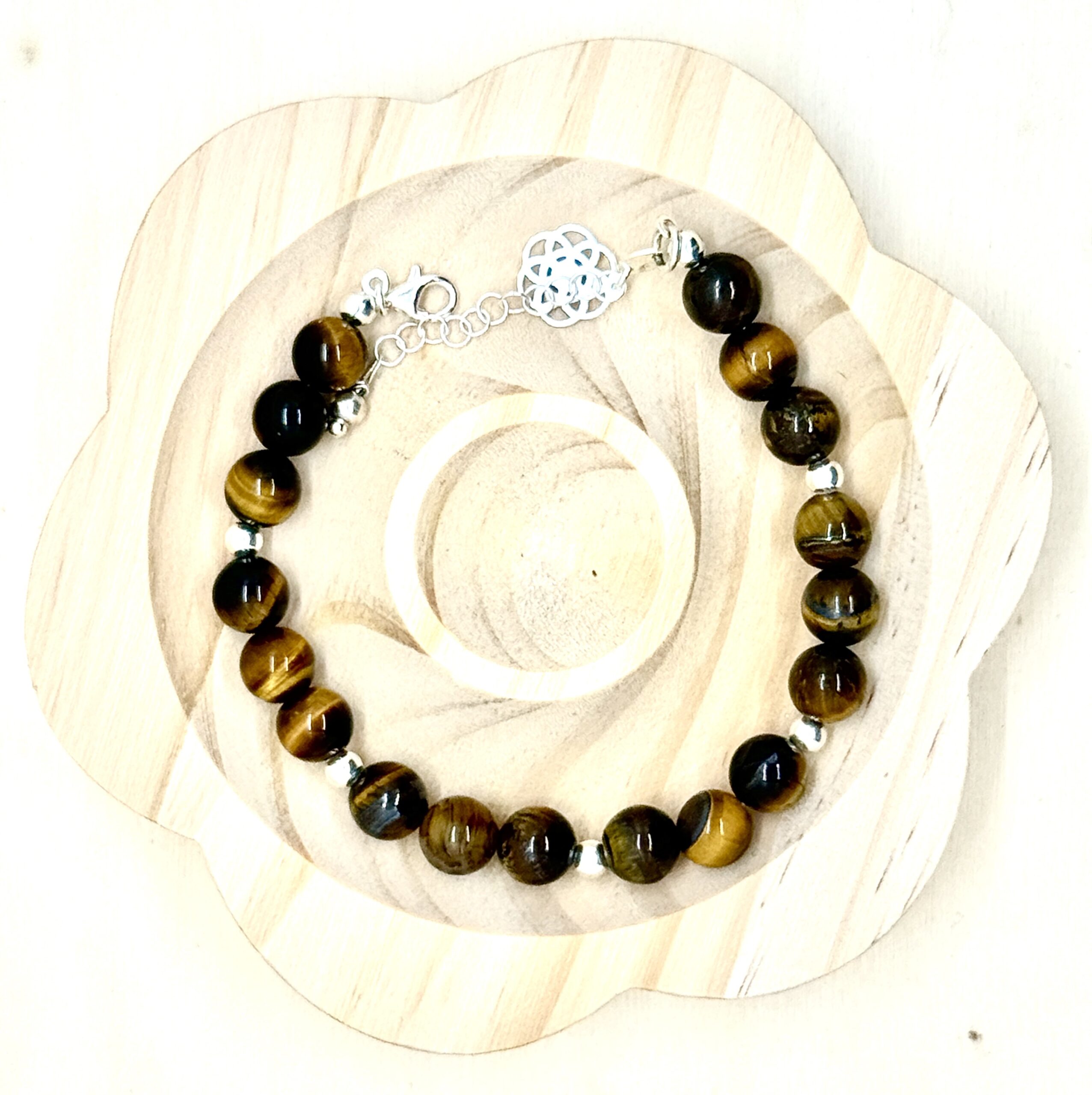 Bracelet collection « Gaya » 8mm en pierre naturelle et argent 3/1 – Image 4