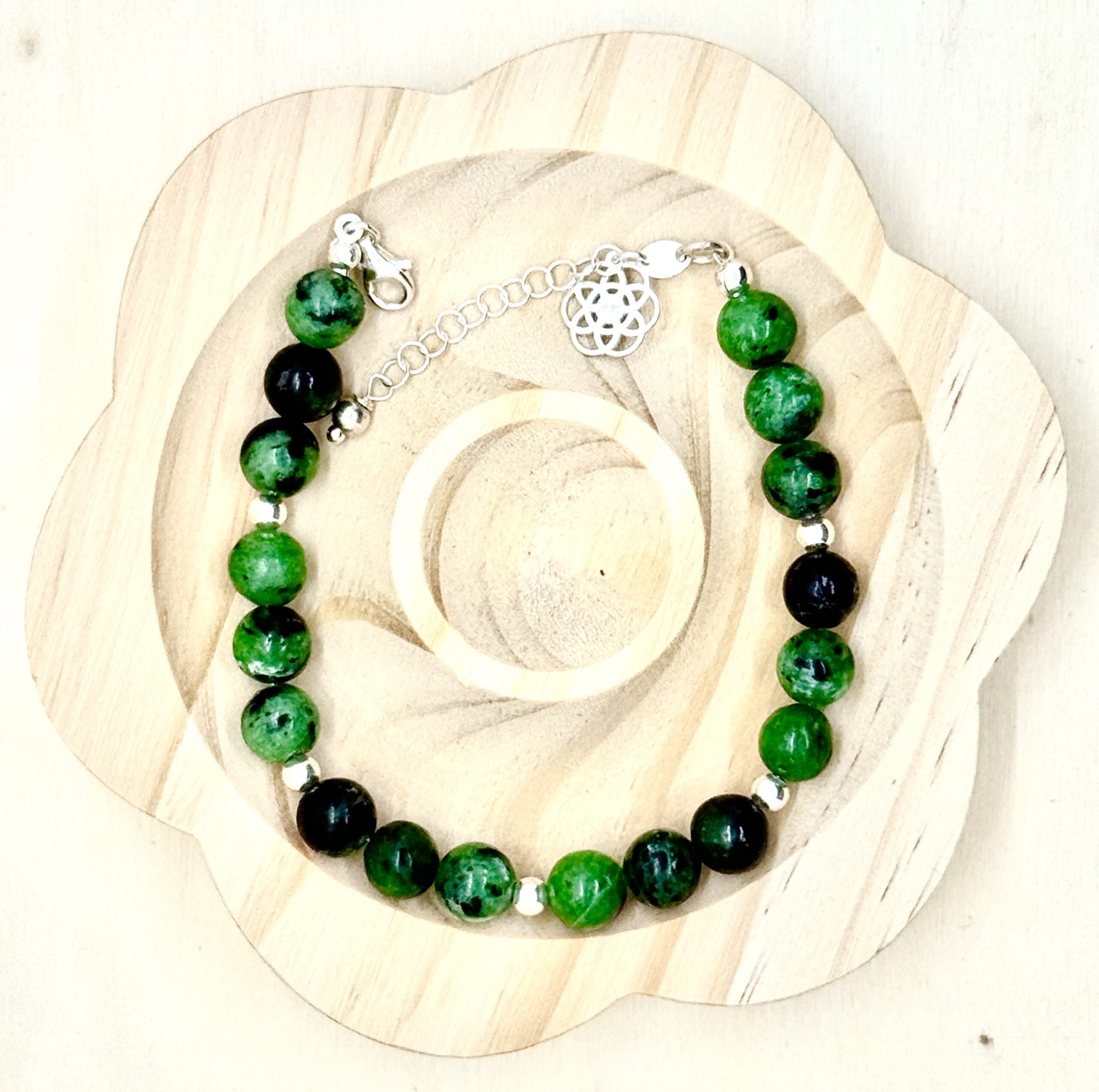 Bracelet collection « Gaya » 8mm en pierre naturelle et argent 3/1 – Image 5