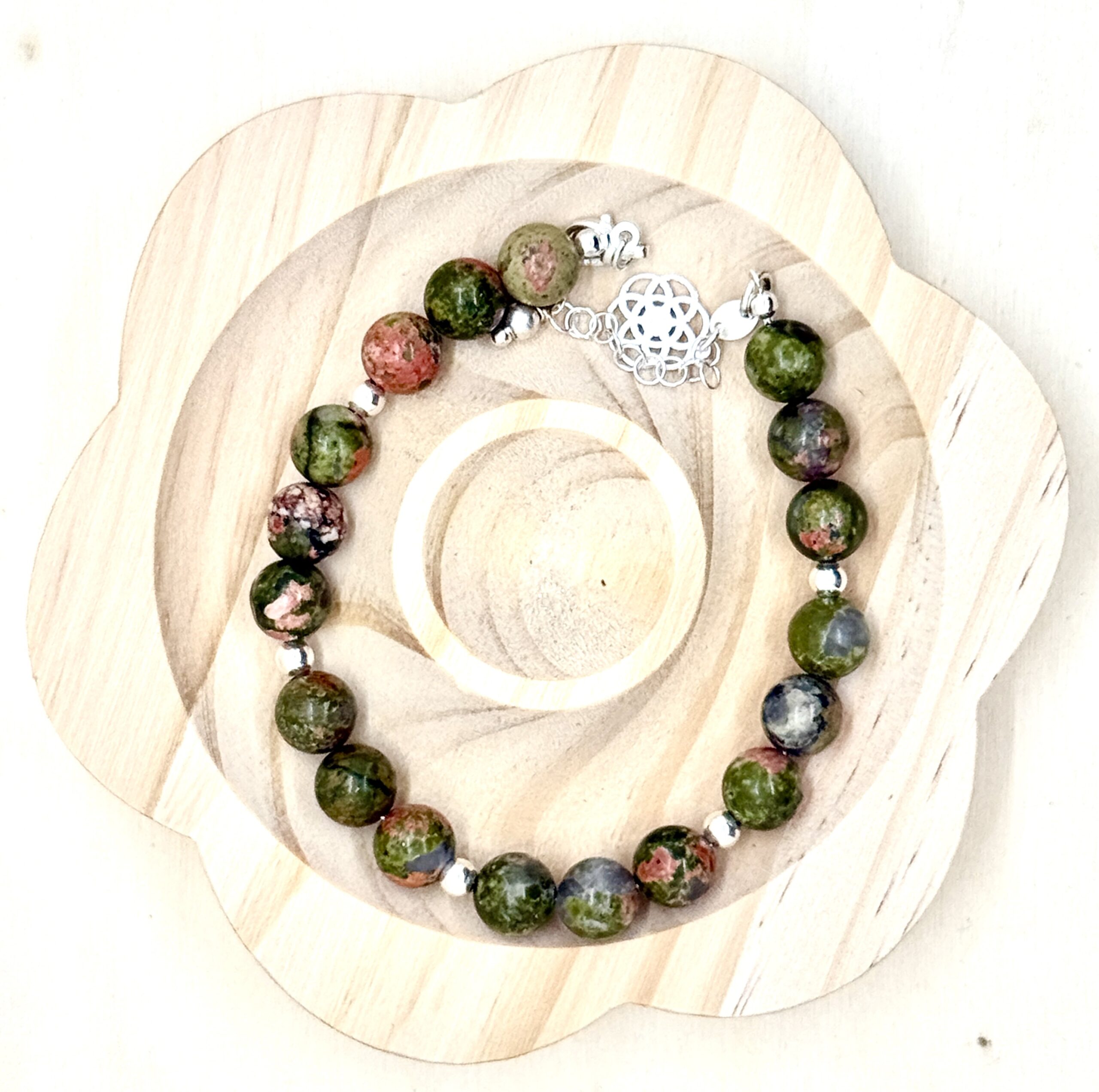 Bracelet collection « Gaya » 8mm en pierre naturelle et argent 3/1 – Image 6